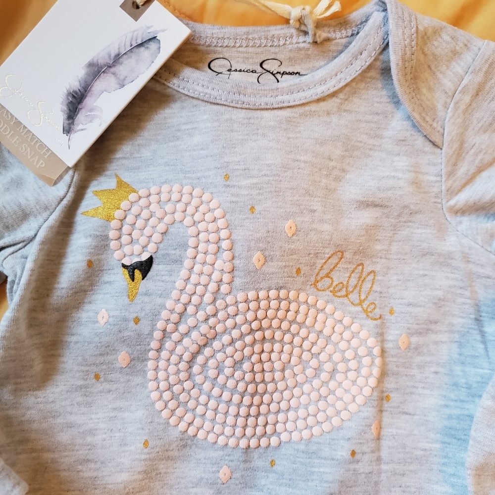 NWT Jessica Simpson 3/6M Swan Onsie - Picture 2 of 4